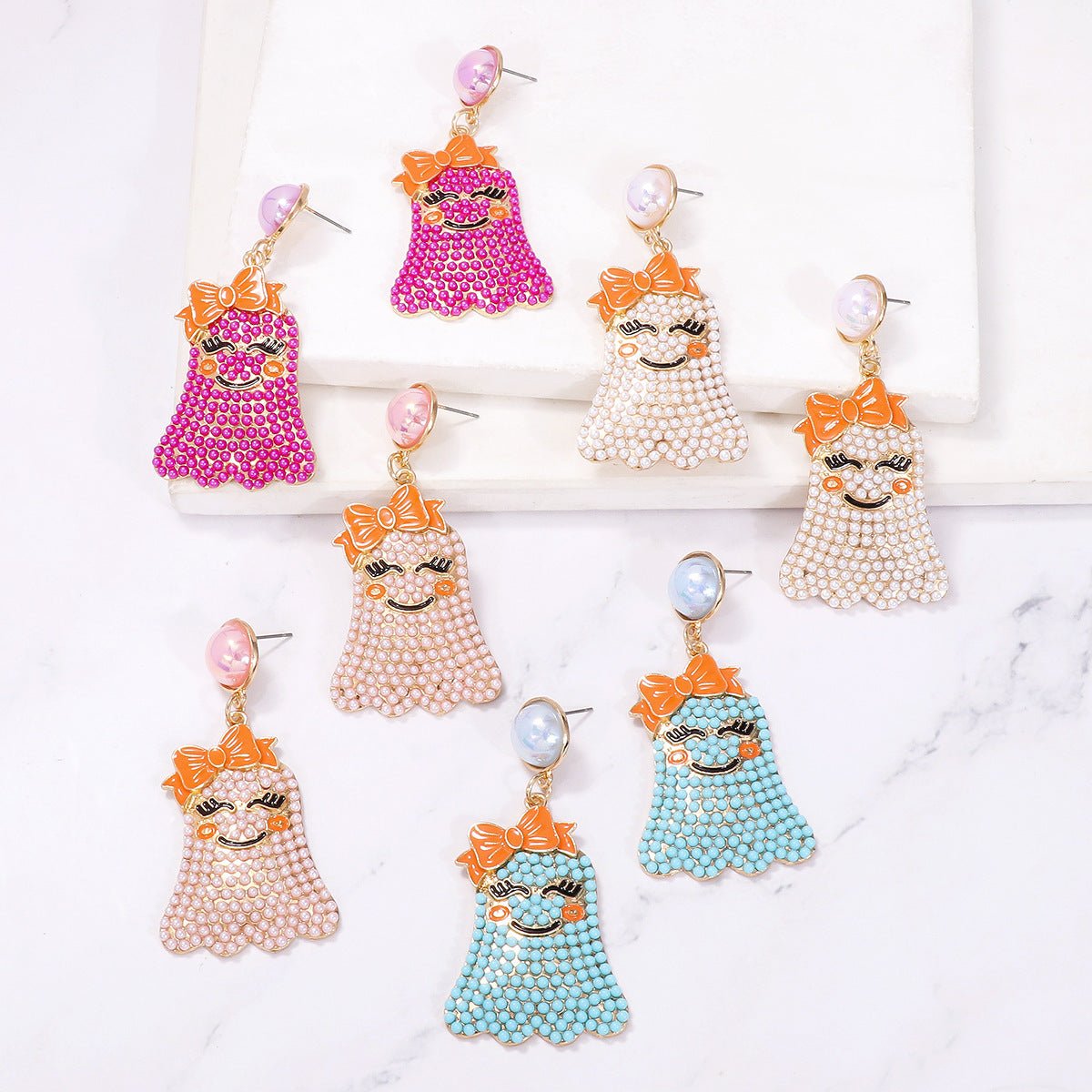 Little Ghost Pearl Personalized Earrings Halloween Ghost Festival - 0 - Scribble Snacks