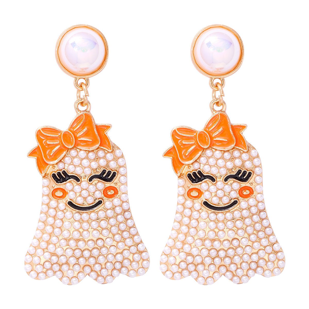 Little Ghost Pearl Personalized Earrings Halloween Ghost Festival - 0 - Scribble Snacks