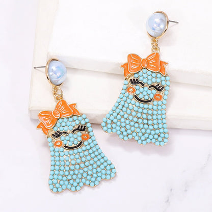 Little Ghost Pearl Personalized Earrings Halloween Ghost Festival - 0 - Scribble Snacks