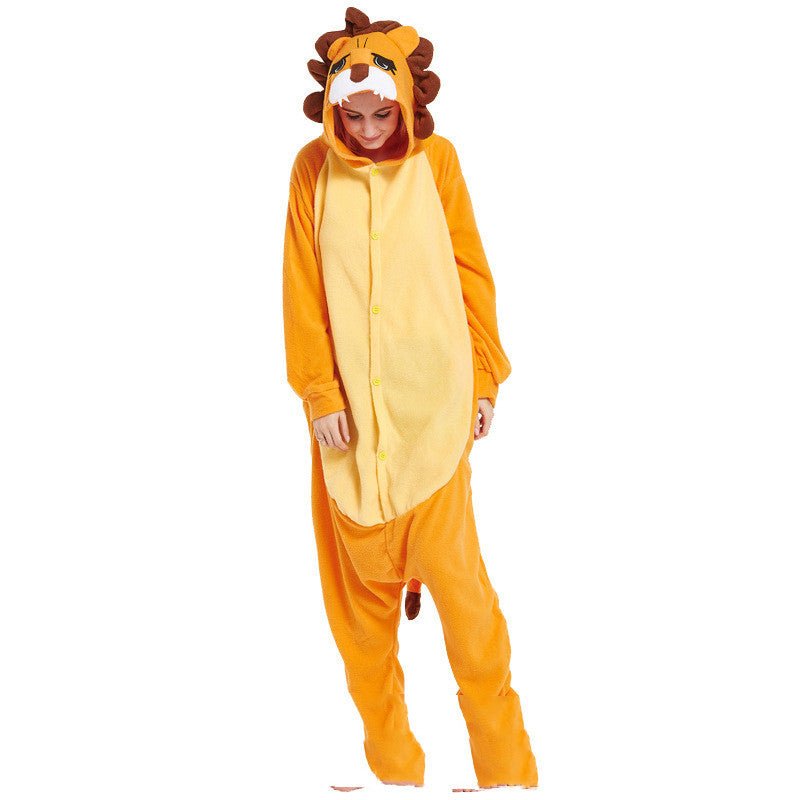 Lovers Halloween Lion King Cartoon Animal One - Piece Pajamas Lovers Autumn And Winter Thick Home Clothes Simba Performance Costume - 0 - Scribble Snacks