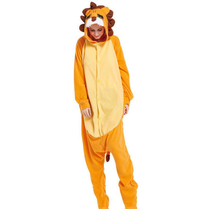 Lovers Halloween Lion King Cartoon Animal One - Piece Pajamas Lovers Autumn And Winter Thick Home Clothes Simba Performance Costume - 0 - Scribble Snacks