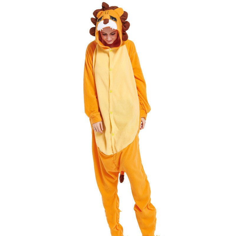 Lovers Halloween Lion King Cartoon Animal One - Piece Pajamas Lovers Autumn And Winter Thick Home Clothes Simba Performance Costume - 0 - Scribble Snacks