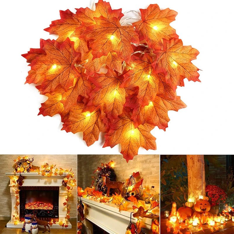 Maple Leaf LED Garland Lights - Halloween - Lanterns & Candle Holders - Scribble Snacks