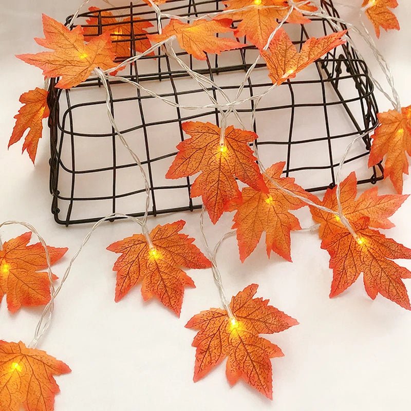 Maple Leaf LED Garland Lights - Halloween - Lanterns & Candle Holders - Scribble Snacks