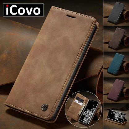 Matte Leather Flip Samsung Wallet Case - Android Cases - Scribble Snacks