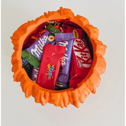 Melting Halloween Pumpkin Candy Bowl With Lid Reusable Candy Dish Spooky Food Display Bowl For Home Halloween - 0 - Scribble Snacks