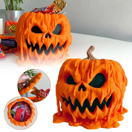 Melting Halloween Pumpkin Candy Bowl With Lid Reusable Candy Dish Spooky Food Display Bowl For Home Halloween - 0 - Scribble Snacks