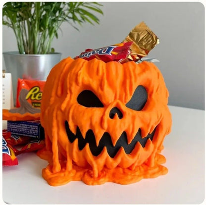 Melting Halloween Pumpkin Candy Bowl With Lid Reusable Candy Dish Spooky Food Display Bowl For Home Halloween - 0 - Scribble Snacks