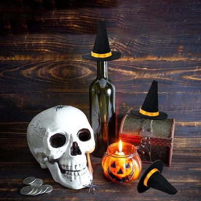 Mini Witch Hats Wine Decor - Halloween - Clothing Accessories (Necklaces, Vampire Teeth, Pins, Headwear) - Scribble Snacks