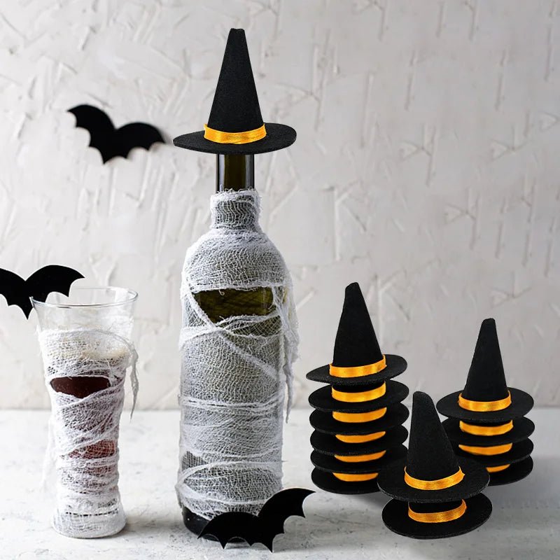 Mini Witch Hats Wine Decor - Halloween - Clothing Accessories (Necklaces, Vampire Teeth, Pins, Headwear) - Scribble Snacks