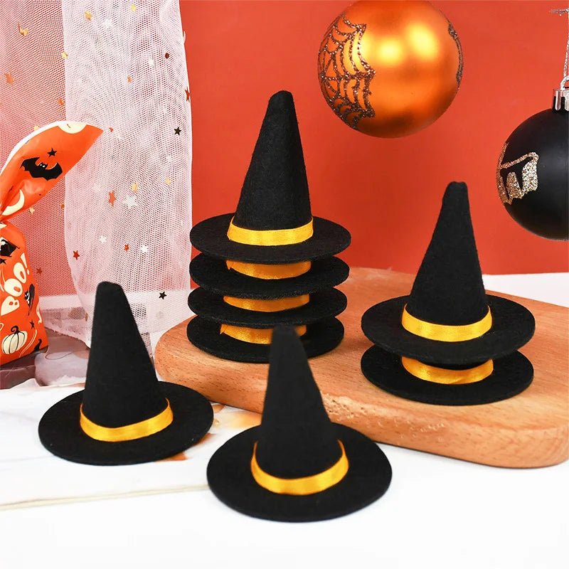 Mini Witch Hats Wine Decor - Halloween - Clothing Accessories (Necklaces, Vampire Teeth, Pins, Headwear) - Scribble Snacks