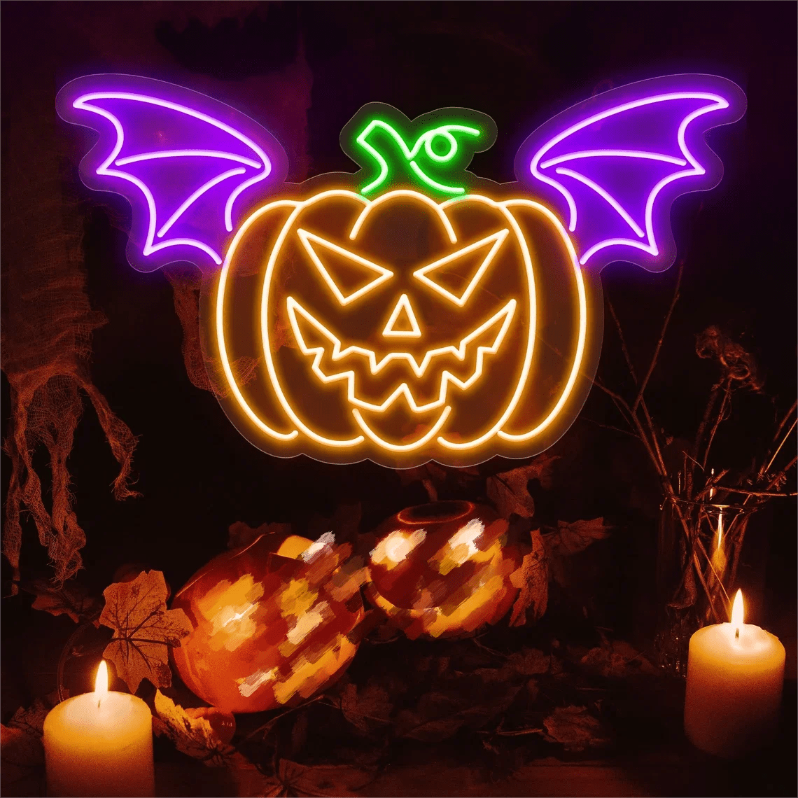 Neon Pumpkin Halloween Light - Halloween - LED Lighting & Neon Signs - Scribble Snacks