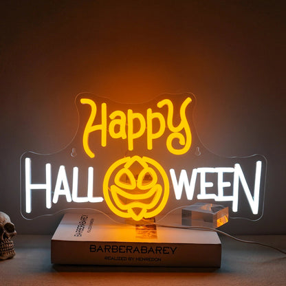 Neon Pumpkin Halloween Light - Halloween - LED Lighting & Neon Signs - Scribble Snacks