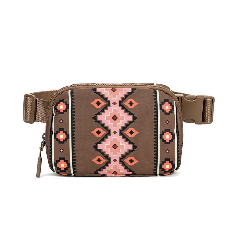 New Bohemian Print Waist Bag With Adjustable Shoulder Strap Fashion Casual Outdoor Running Crossbody Bag For Women - 4 - Scribble Snacks