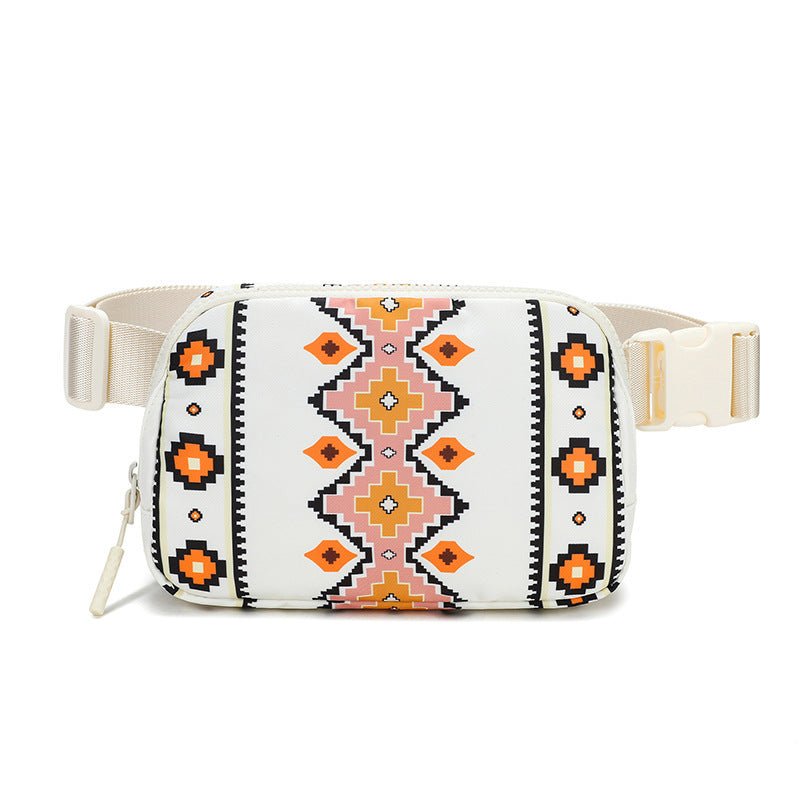 New Bohemian Print Waist Bag With Adjustable Shoulder Strap Fashion Casual Outdoor Running Crossbody Bag For Women - 4 - Scribble Snacks