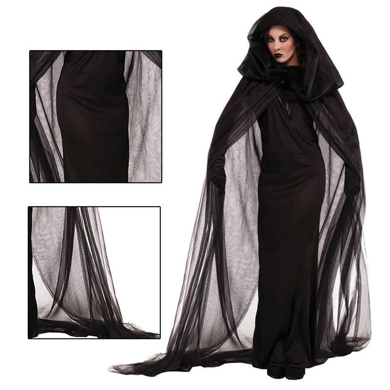 New Cosplay Halloween Women Death Hell Witch Devil Vampire Uniform Black Long Dress Party Cosplay Day Of The Dead Opera Costume - 0 - Scribble Snacks