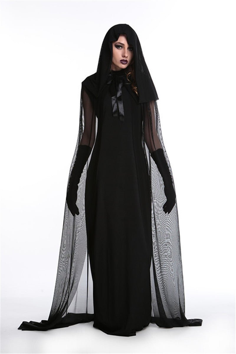 New Cosplay Halloween Women Death Hell Witch Devil Vampire Uniform Black Long Dress Party Cosplay Day Of The Dead Opera Costume - 0 - Scribble Snacks