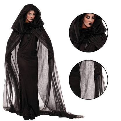 New Cosplay Halloween Women Death Hell Witch Devil Vampire Uniform Black Long Dress Party Cosplay Day Of The Dead Opera Costume - 0 - Scribble Snacks