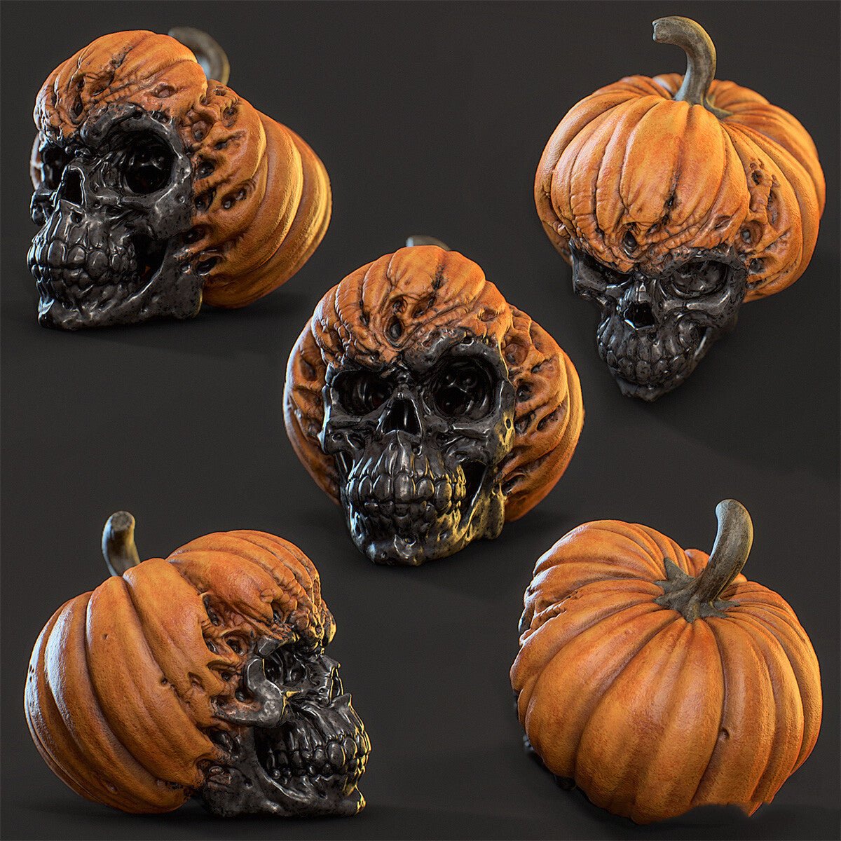 New Evil Pumpkin Skull Halloween Resin Ornament - 0 - Scribble Snacks