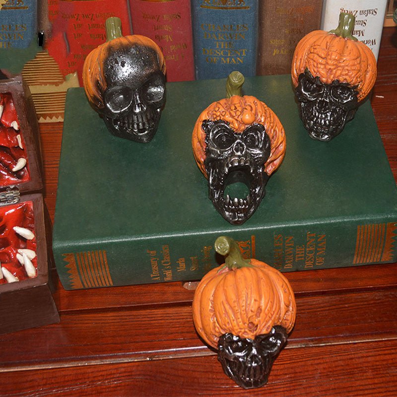 New Evil Pumpkin Skull Halloween Resin Ornament - 0 - Scribble Snacks