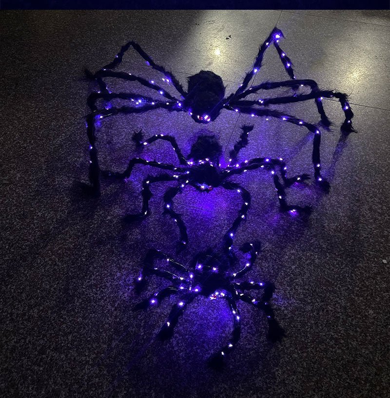 New Halloween Glowing Plush Spider Decoration Prop - 0 - Scribble Snacks