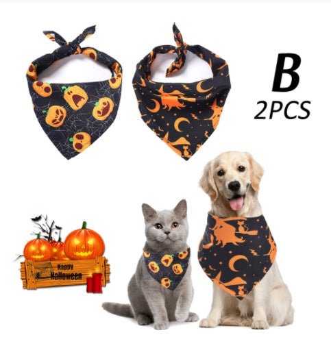 New Halloween Pet Drool Dog Triangle Scarf - 0 - Scribble Snacks