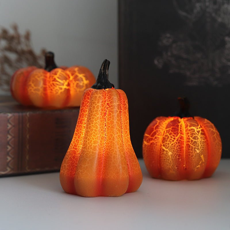 New Halloween Pumpkin Lantern Simulation Pumpkin LED Candle Lamp Resin Luminous Pumpkin - 0 - Scribble Snacks