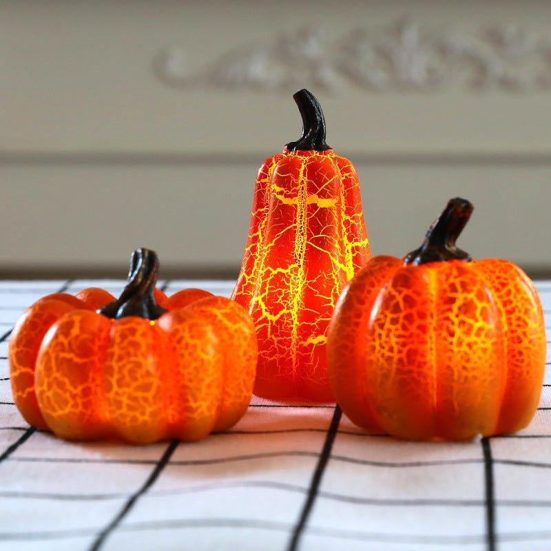 New Halloween Pumpkin Lantern Simulation Pumpkin LED Candle Lamp Resin Luminous Pumpkin - 0 - Scribble Snacks