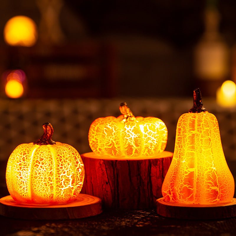 New Halloween Pumpkin Lantern Simulation Pumpkin LED Candle Lamp Resin Luminous Pumpkin - 0 - Scribble Snacks