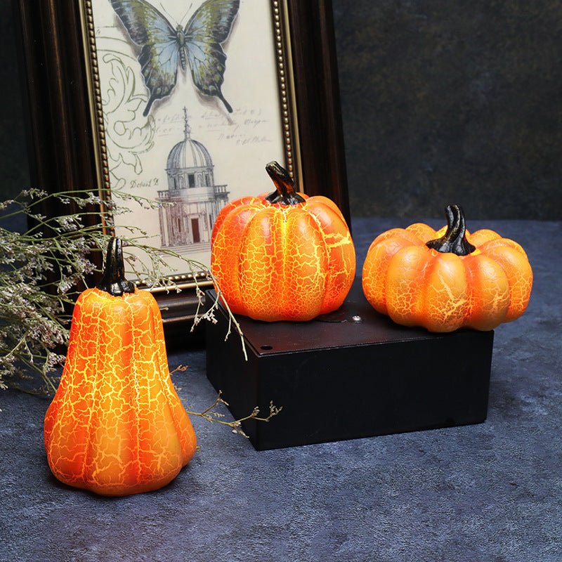 New Halloween Pumpkin Lantern Simulation Pumpkin LED Candle Lamp Resin Luminous Pumpkin - 0 - Scribble Snacks