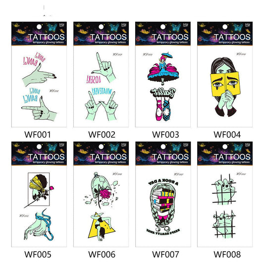 New Set Cartoon Halloween Funny Fluorescent Luminous Tattoo Stickers - 0 - Scribble Snacks