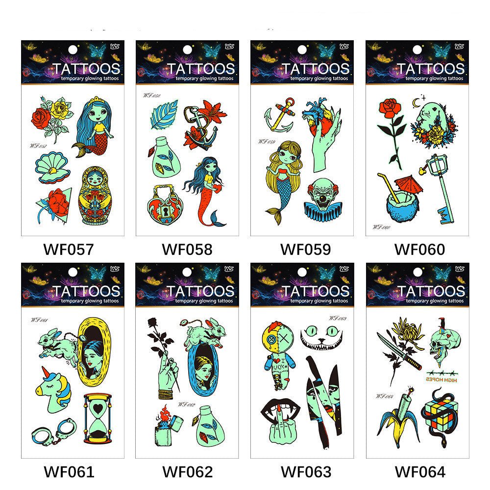 New Set Cartoon Halloween Funny Fluorescent Luminous Tattoo Stickers - 0 - Scribble Snacks