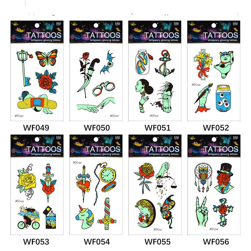 New Set Cartoon Halloween Funny Fluorescent Luminous Tattoo Stickers - 0 - Scribble Snacks