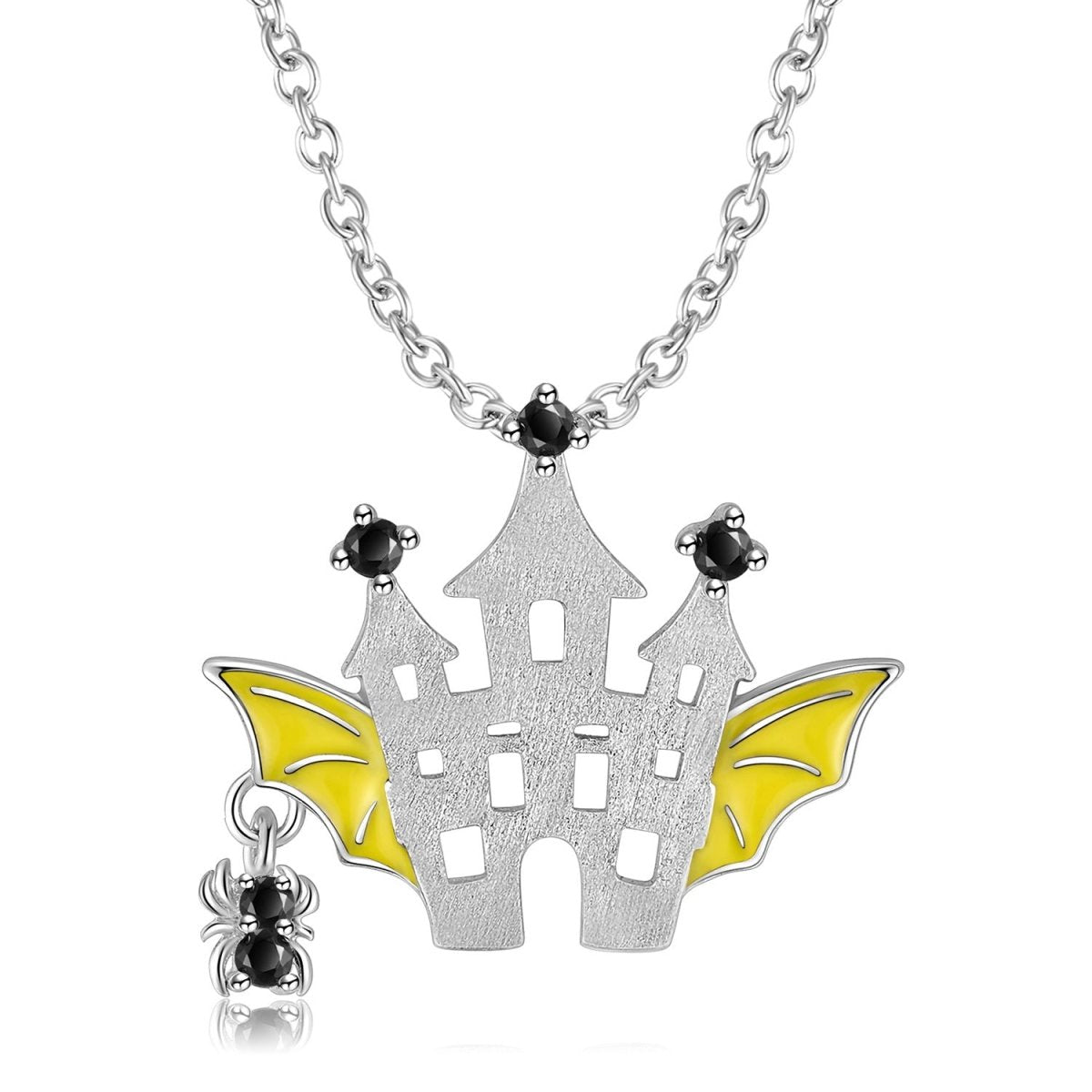 Original And Creative Bat Castle S925 Sterling Silver Necklace Cute Ins Halloween Gift - 4 - Scribble Snacks