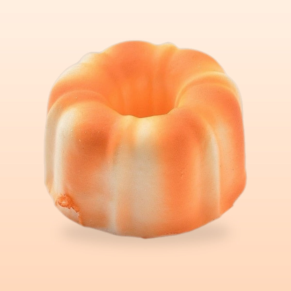 Bundt cake slow rise bread squishy, on a soft peach background