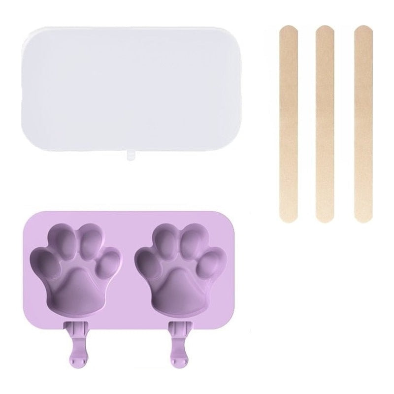 Bear paw silicone ice lolly mould for two lollies with lid and sticks