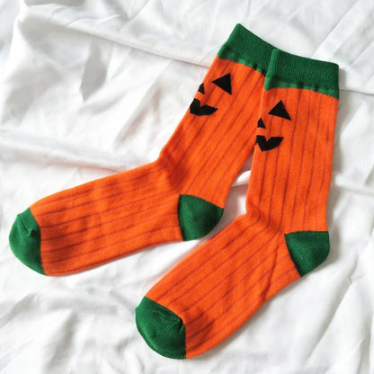 Personality Halloween Pumpkin Socks Fashion Funny Cute Happy Cartoon Male Sock Autumn Comfortable Stitching Pattern Cotton Socks - 0 - Scribble Snacks