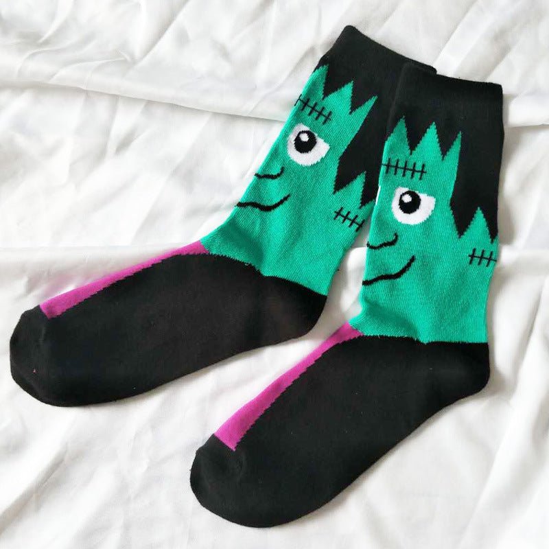 Personality Halloween Pumpkin Socks Fashion Funny Cute Happy Cartoon Male Sock Autumn Comfortable Stitching Pattern Cotton Socks - 0 - Scribble Snacks