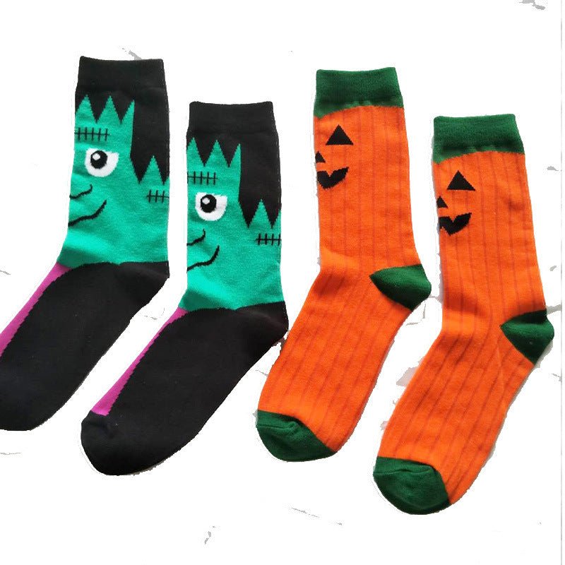 Personality Halloween Pumpkin Socks Fashion Funny Cute Happy Cartoon Male Sock Autumn Comfortable Stitching Pattern Cotton Socks - 0 - Scribble Snacks