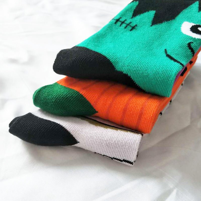 Personality Halloween Pumpkin Socks Fashion Funny Cute Happy Cartoon Male Sock Autumn Comfortable Stitching Pattern Cotton Socks - 0 - Scribble Snacks