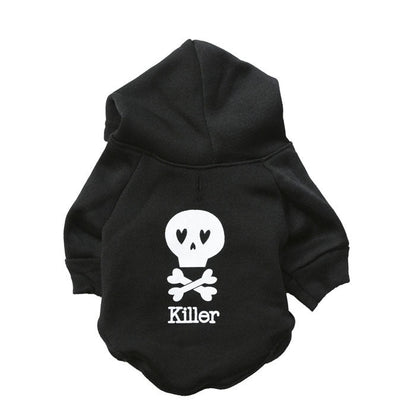 Pet Clothes Dog Costume Halloween Fleece Black Skull Pet Hooded T-shirt - 0 - Scribble Snacks