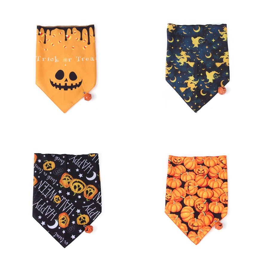 Pet Dog And Cat Halloween Print Triangle Saliva Towel - 0 - Scribble Snacks