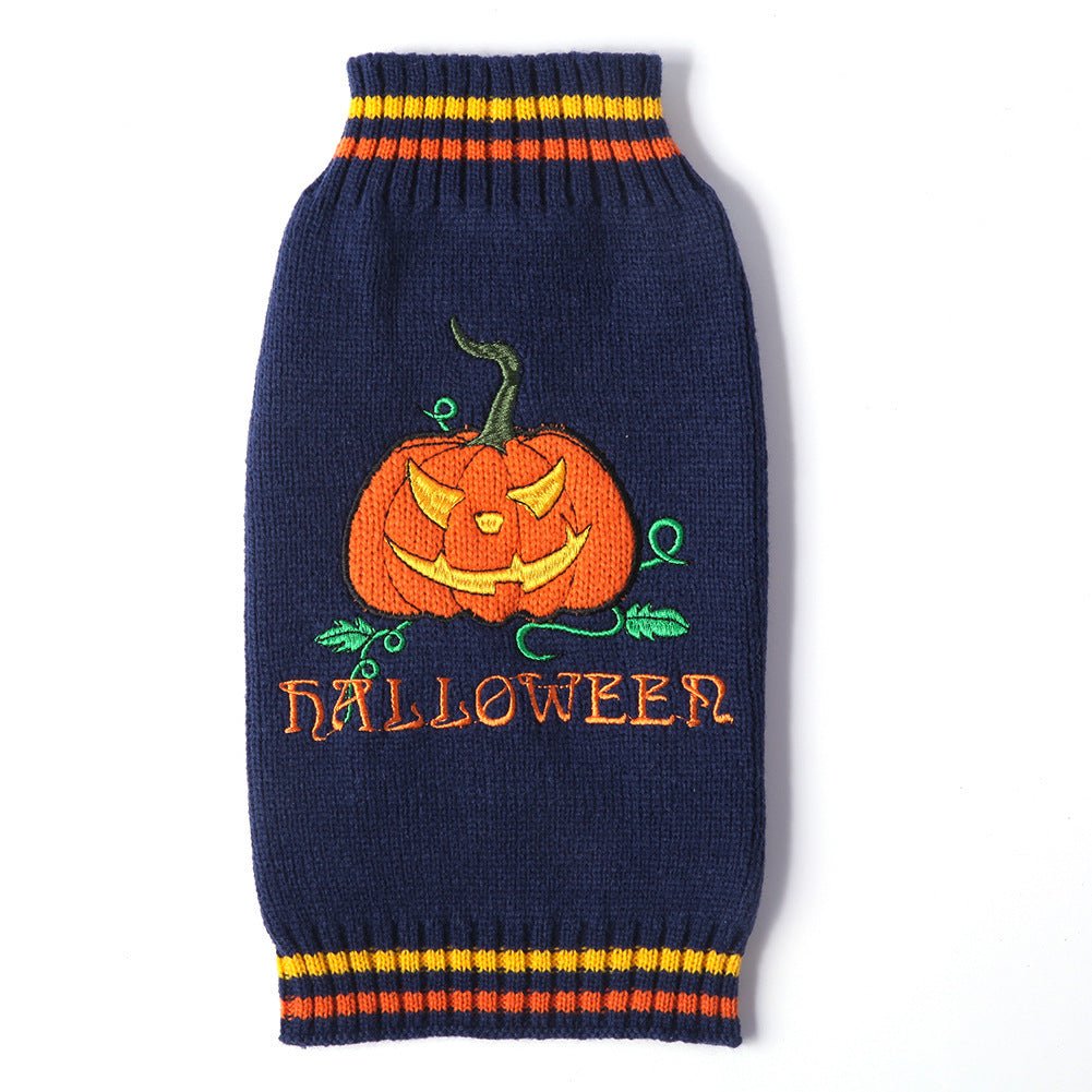 Pet Halloween Dog Knitted Pumpkin Sweater - 0 - Scribble Snacks