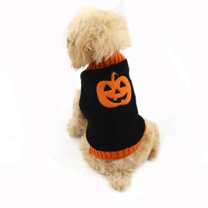 Pet Halloween Dog Knitted Pumpkin Sweater - 0 - Scribble Snacks