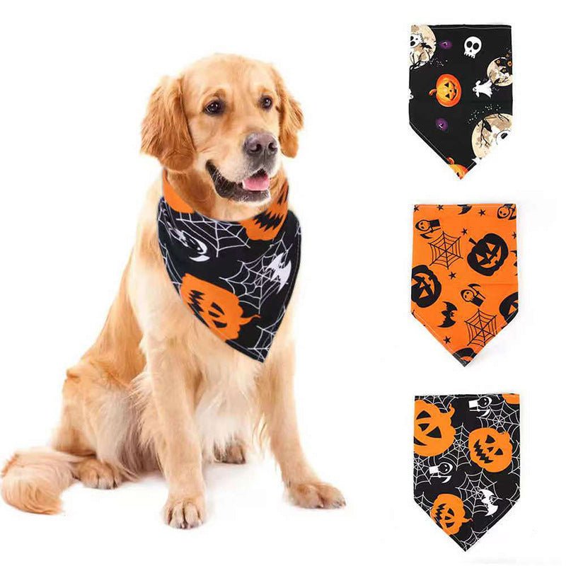 Pet Halloween Dog Saliva Scarf Bib Decoration Dog Collar Cat Skull Triangle Scarf - 0 - Scribble Snacks