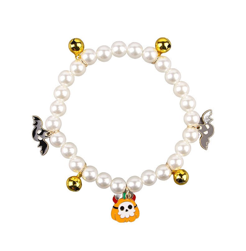 Pet Pearl Necklace Decoration Halloween Cat Collar - 0 - Scribble Snacks