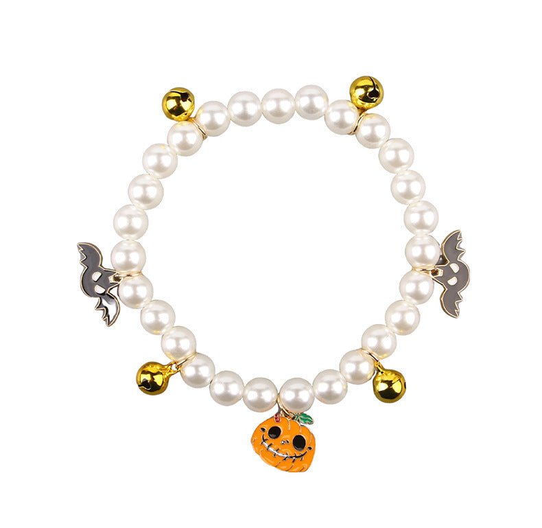 Pet Pearl Necklace Decoration Halloween Cat Collar - 0 - Scribble Snacks