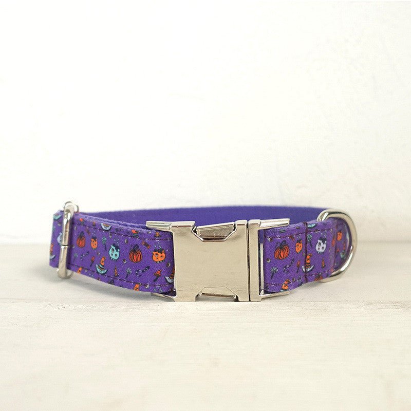 Pet Purple Halloween Print Dog Collar - 0 - Scribble Snacks