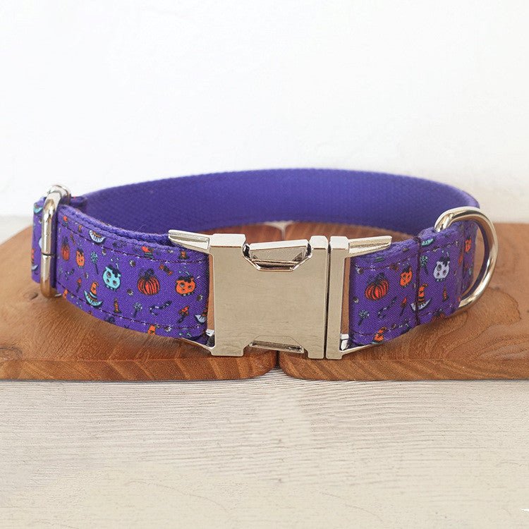 Pet Purple Halloween Print Dog Collar - 0 - Scribble Snacks