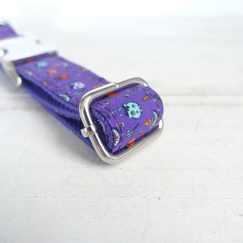 Pet Purple Halloween Print Dog Collar - 0 - Scribble Snacks